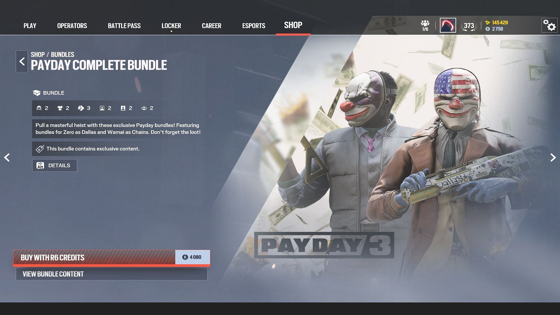 Payday collab bundle in Rainbow Six Siege (Image via Sportskeeda Gaming | Ubisoft)